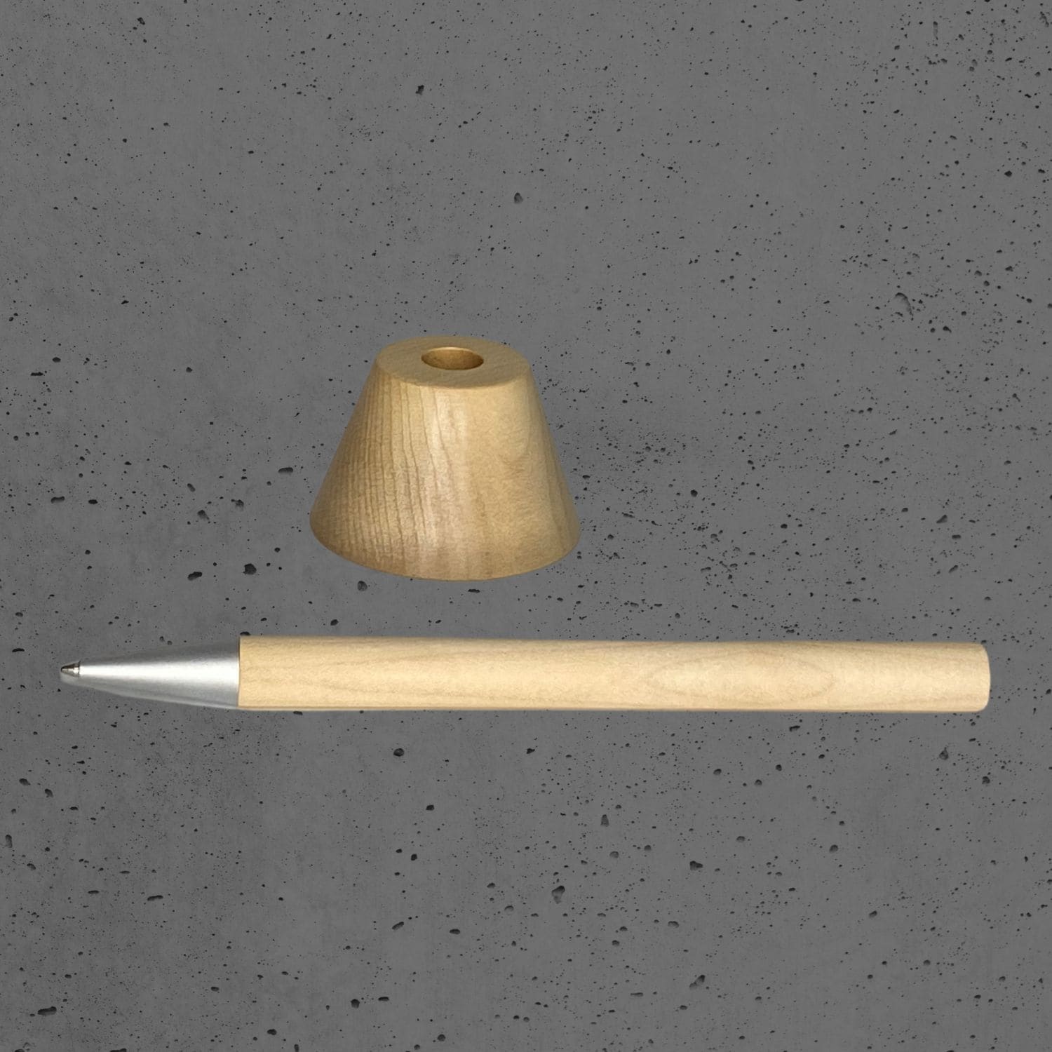 Stand-Alone Bergahorn Kugelschreiber mit Sockel | e+m Holzprodukte