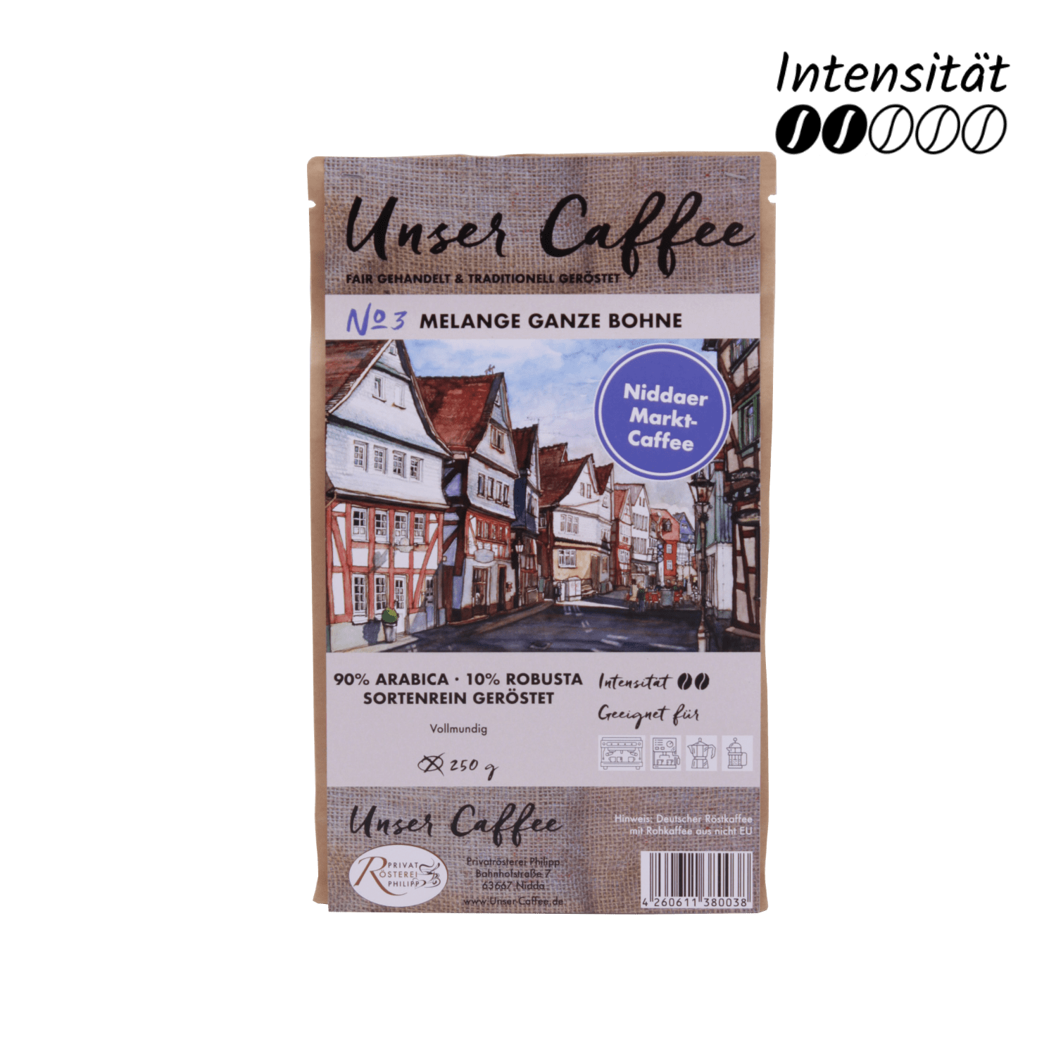 Unser Caffee Melange No.3 ganze Bohne, 250g