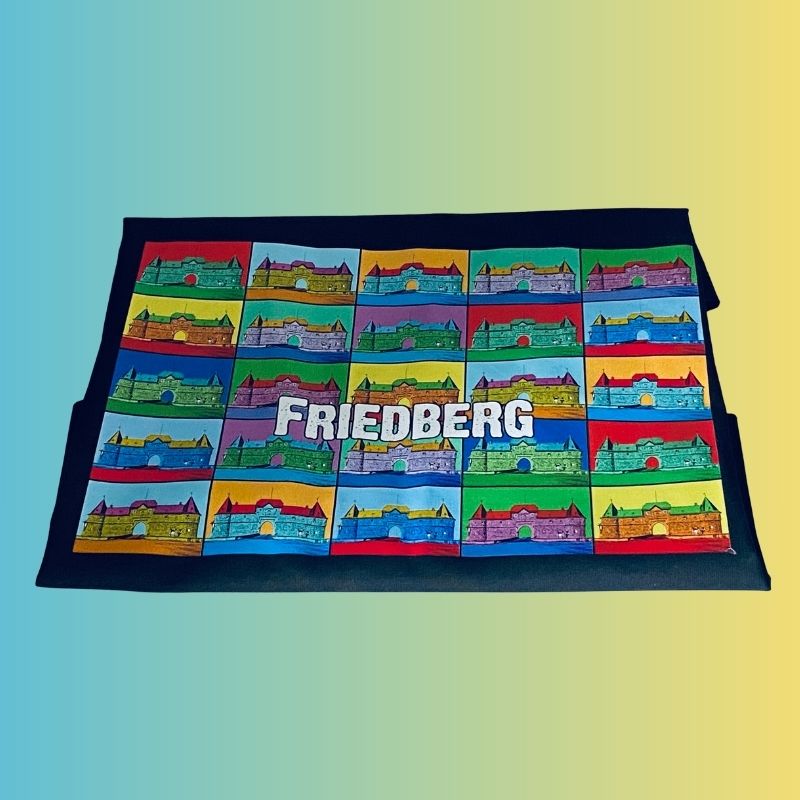 Friedberg Baumwollbeutel lang&schwarz mit Popart südl. Burgeingang