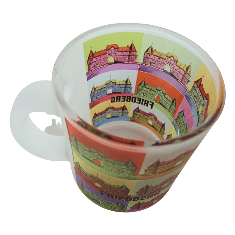 Friedberg Glastasse Frosted mit Popart südl. Burgeingang