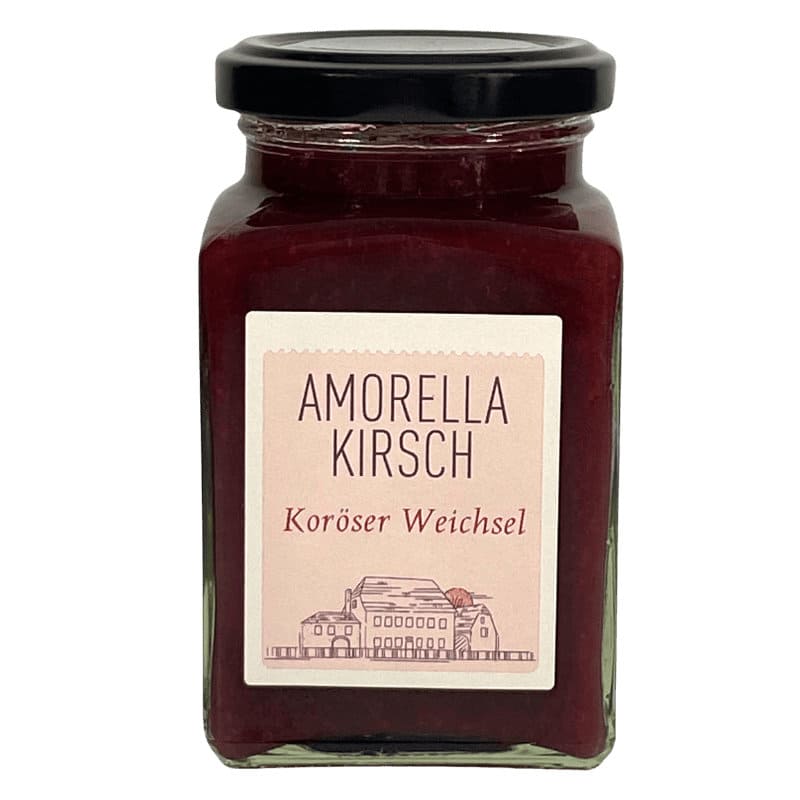 Amorella Kirsch Koröser Weichsel Sauerkirsch-Fruchtaufstrich 2im Glas