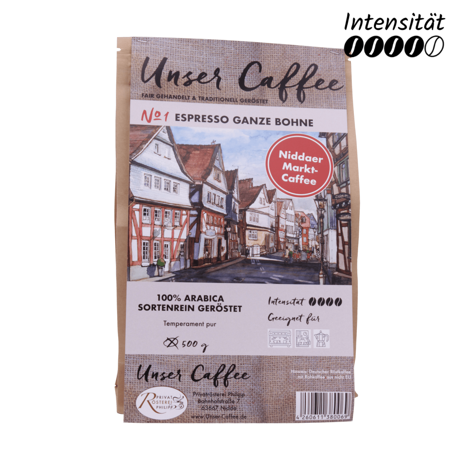 Unser Caffee Espresso No.1 ganze Bohne, 500g