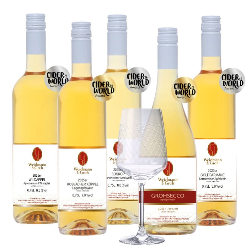 Apfelwein Award Collection 2026 Weidmann & Groh und Rippstiel Glas | 5x0,75L 