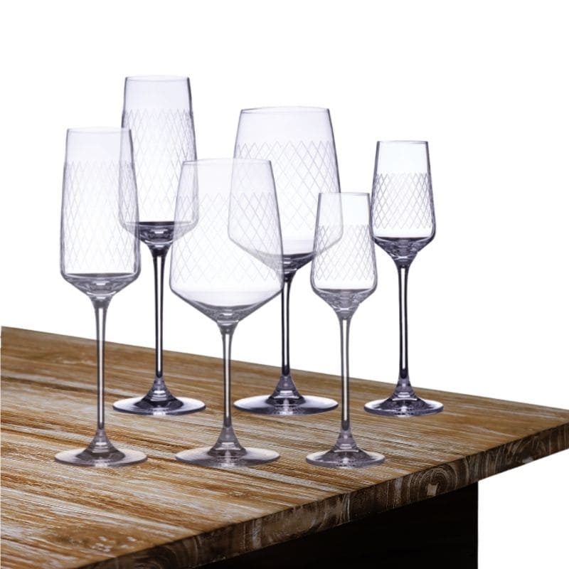 Rippstiel SerieSet gerippte Gläser für Wein, Secco und Spirituose