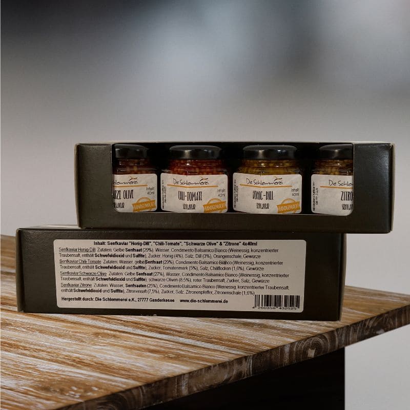 Senfkaviar hoch 4  Genussbox 4x40ml