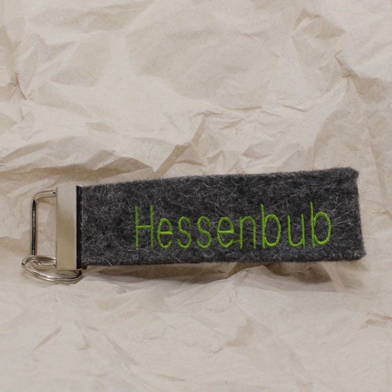 Schlüsselanhänger "Hessenbub", grau / kiwi