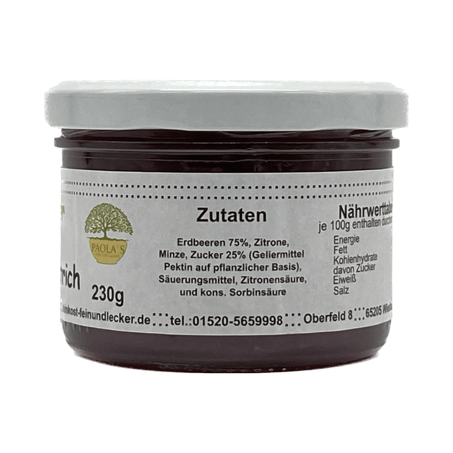 Erdbeer-Minze Fruchtaufstrich Paola´s Fein & Lecker 230g
