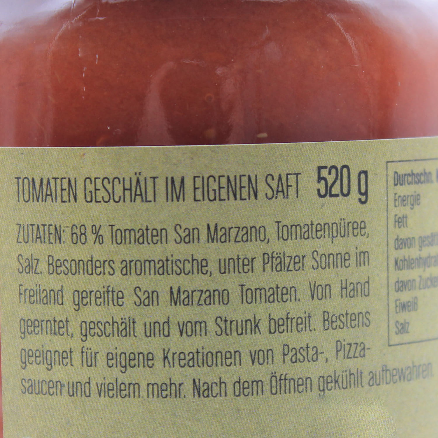 Pfälzer San Marzano Tomaten 520g