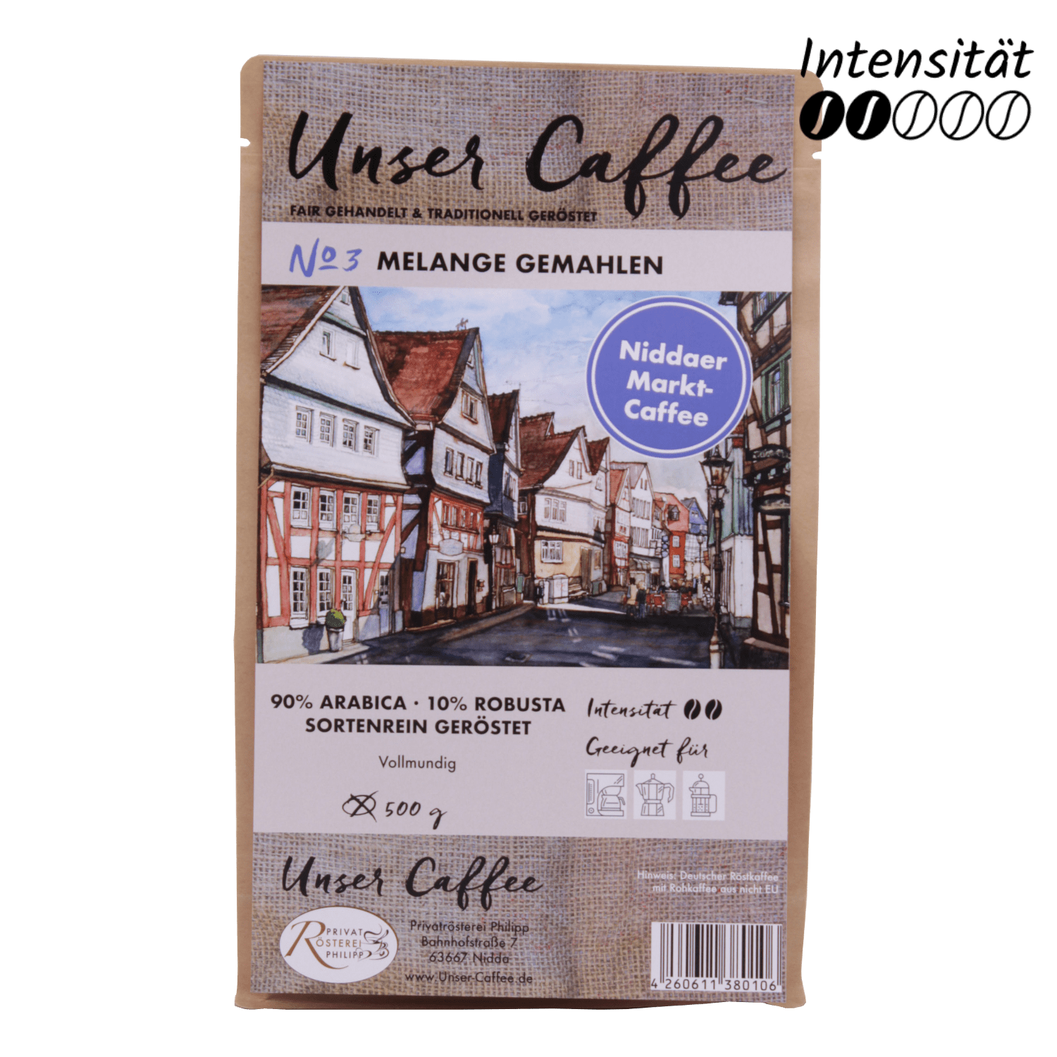 Unser Caffee  Melange No.3 gemahlen, 500g