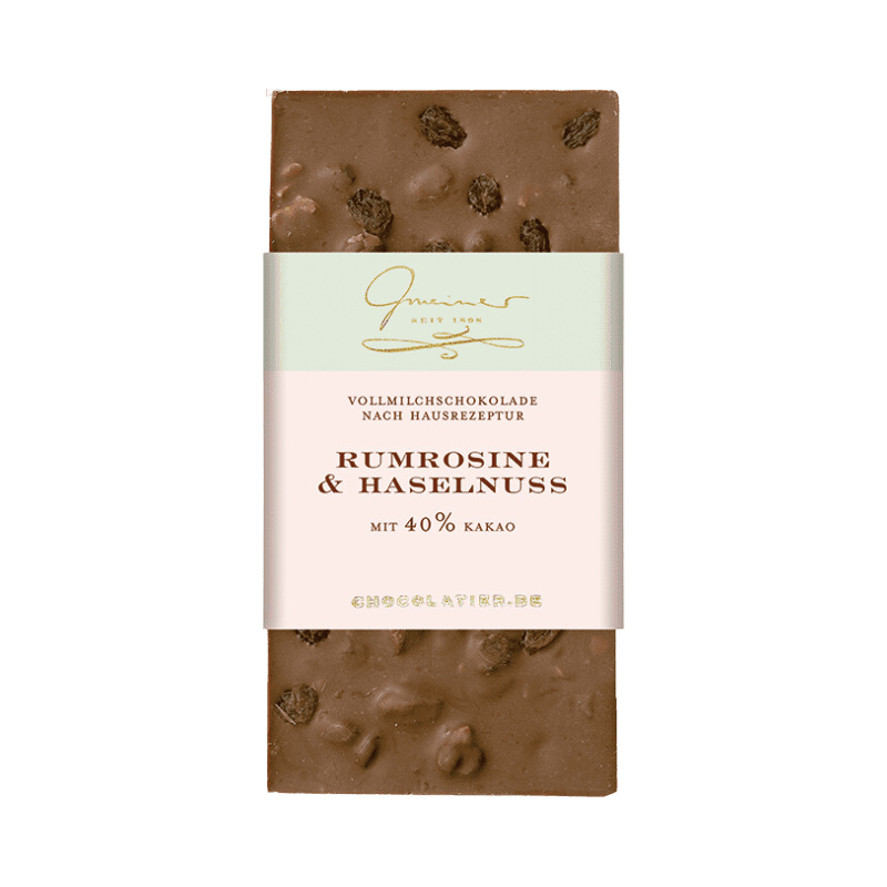 Tafelschokolade Rumrosine & Haselnuss,100g