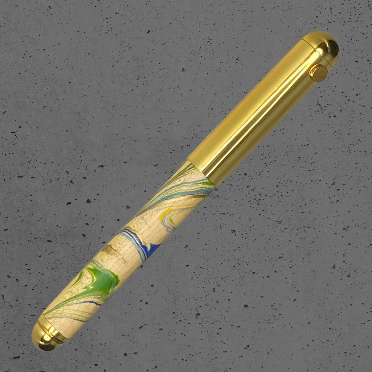 CONTRACT Marble  Füllfederhalter Gold marmoriert Messing | e+m Holzprodukte