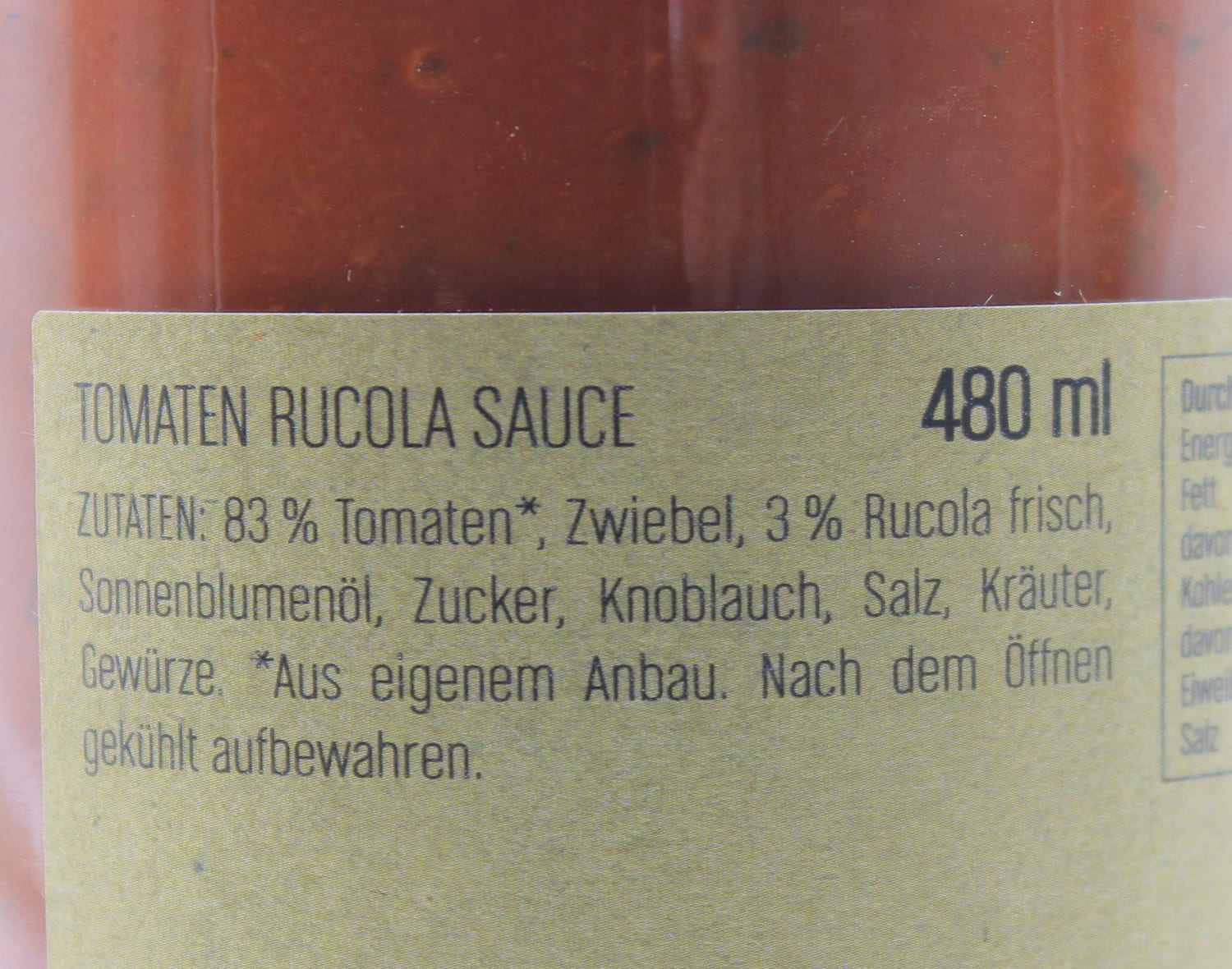 Tomatensauce mit Rucola 0,480 L