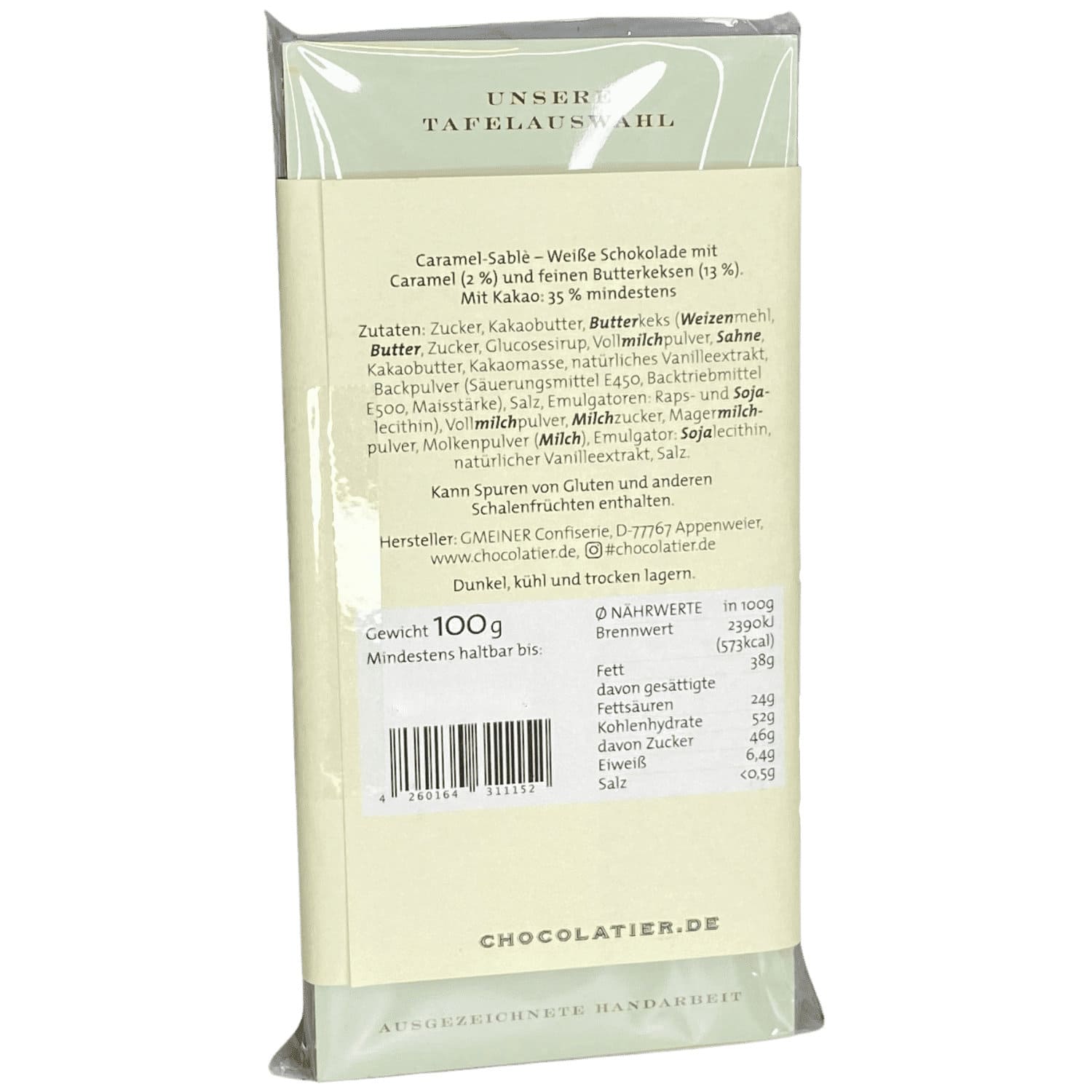 Tafelschokolade Kera Till - Hasentrio: Caramel Sablé, 100g