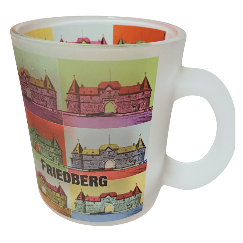 Friedberg Glastasse Frosted mit Popart südl. Burgeingang