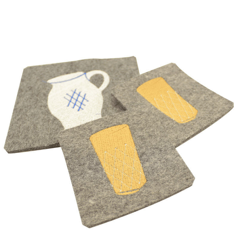 "Äppler-Set"  Filzuntersetzer für Gerippte und Bembel