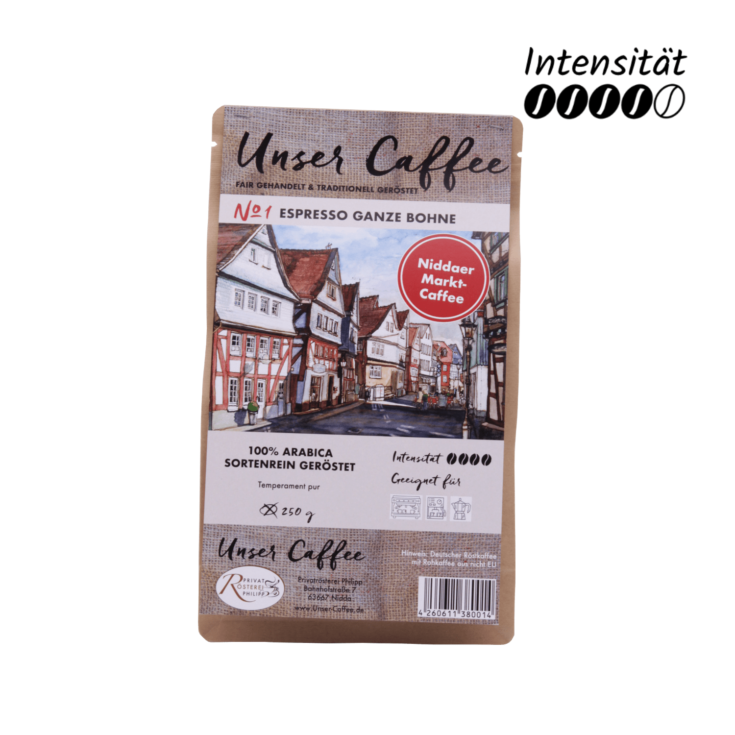 Unser Caffee Espresso No.1 ganze Bohne, 250g