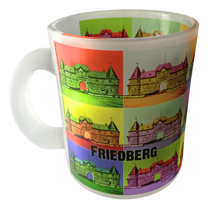 Friedberg Glastasse Frosted mit Popart südl. Burgeingang