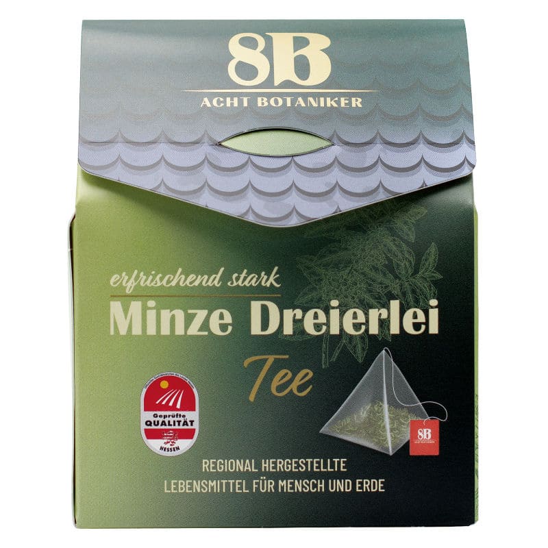 "Minze Dreierlei" Kräutertee  in Pyramidenbeuteln 40g Acht Botaniker