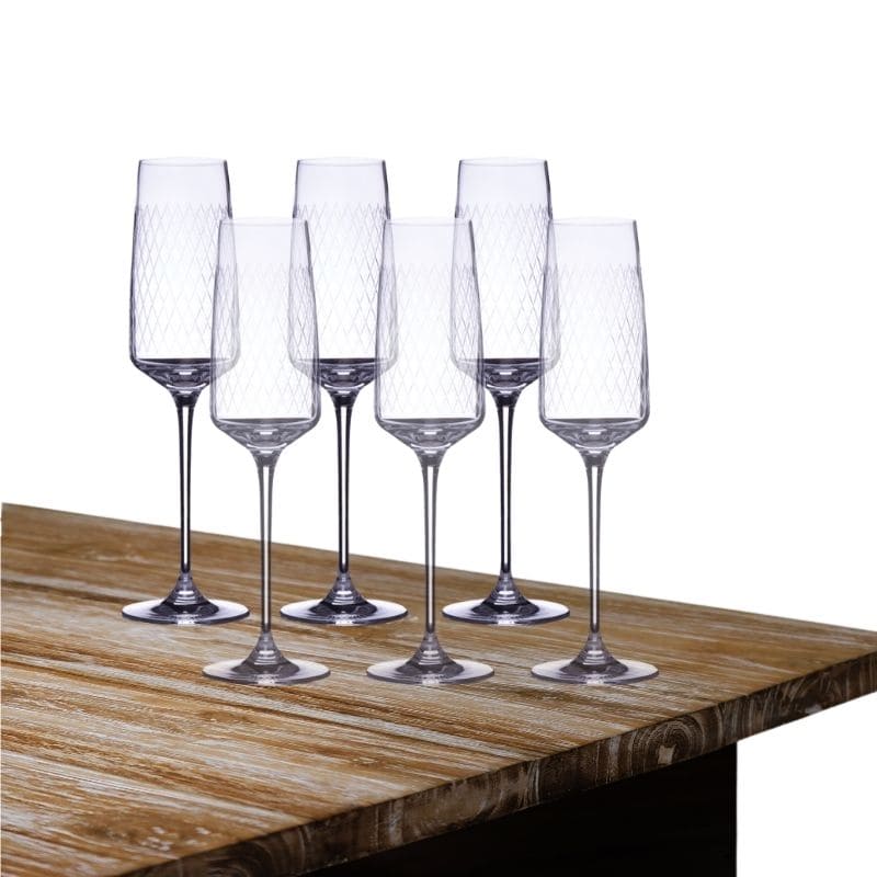 Rippstiel 6er Karton geripptes Sektglas für Apfelsecco