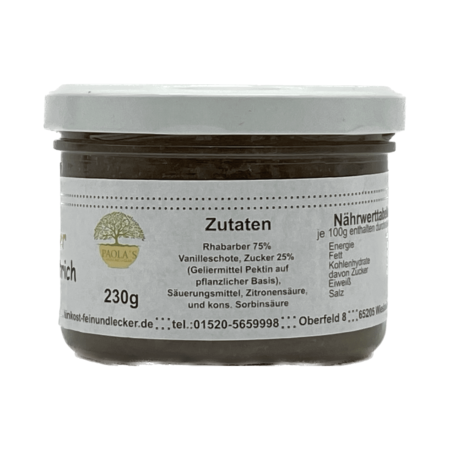 Rhabarber Fruchtaufstrich Paola´s Fein & Lecker 230g AUGEGESSEN
