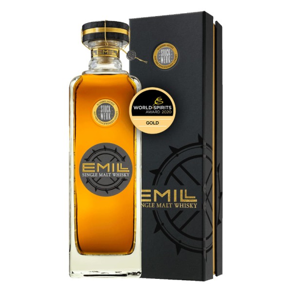 Whisky EMILL Stockwerk der Brennerei Scheibel mit Geschenkkarton