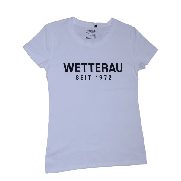 weisses T-shirt Wetterau seit 1972 von Afterhour Eierbagge Frontseite