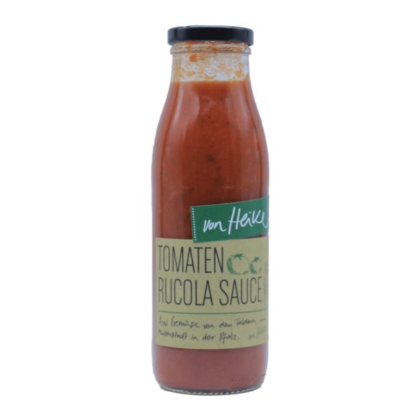 Tomatensauce mit Rucola in der Glasflasche von von Heike