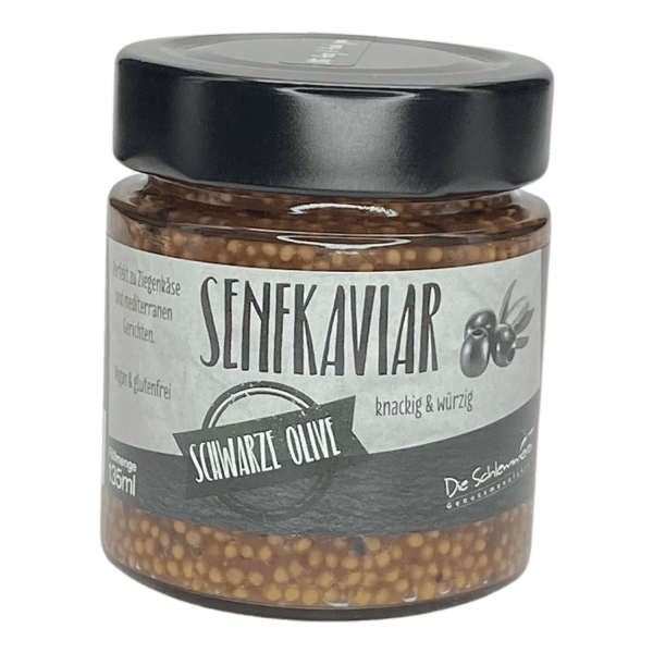Die Schlemmerei Senfkaviar schwarze Olive bei WasRegionales