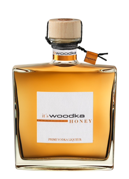 It´s Woodka Honey der Brennerei Scheibel im Glasflacon
